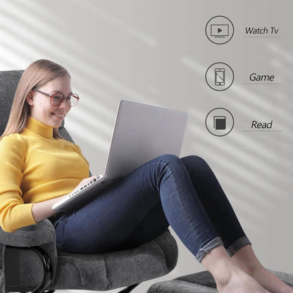 Dark Grey Swivel Recliner With Ottoman Vibration Massage