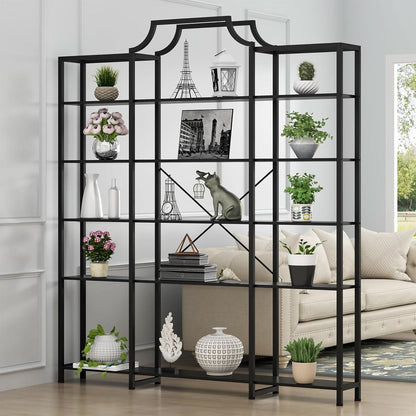 Triple Wide Five Tier Bookshelf For Living Room Organization