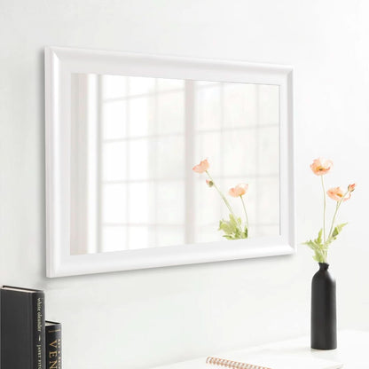 Rectangular White Wood Wall Mirror 24x36 Inches Bathroom