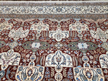 Persian Nain Rug 11x15 – Wool on Silk, Hand-Knotted, Signed Masterpiece