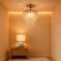 Mini Gold Crystal Chandelier 3 Tier Raindrop Flush Mount