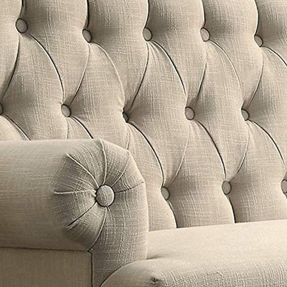 Warm Beige Tufted Loveseat Sofa Modern Living Room