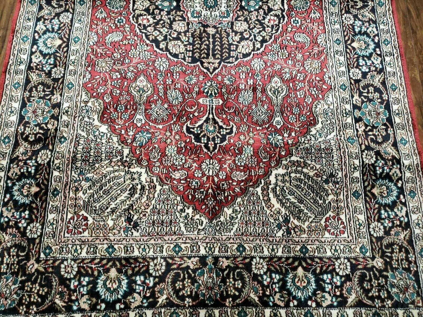 3' X 5' Vintage Fine Handmade India Oriental Kashmir Silk Rug 400 KPSI Wow