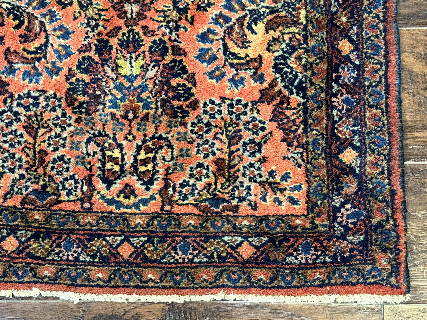 Antique Persian Lilihan Rug 2x4, Red, Floral, Wool, Handmade Lilian Persian Carpet
