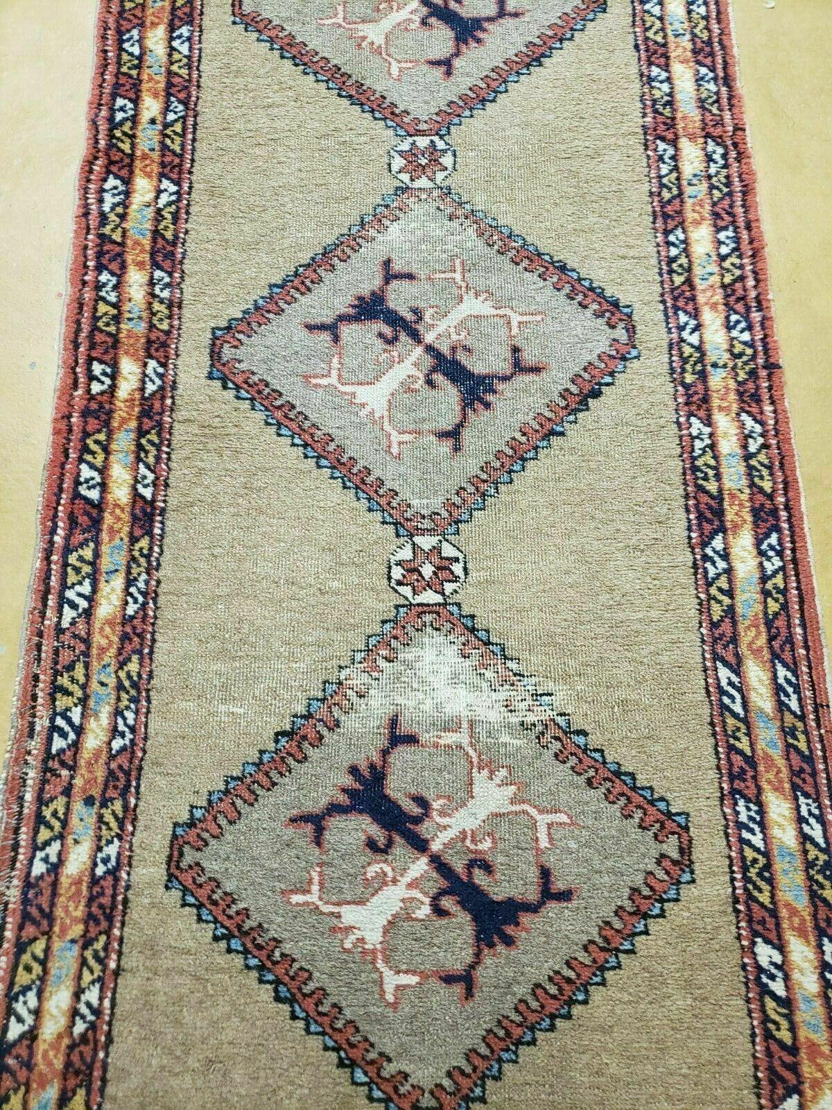 2'4" X 11' Antique Handmade Turkish Wool Rug Runner Carpet Camel Hair Nice