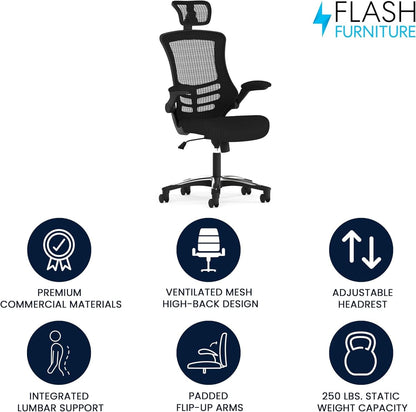 High Back Swivel Office Chair With Lumbar Support Black