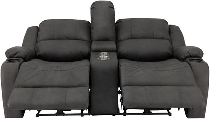 67 Inch Powered Wall Hugger Recliner Sofa Gunmetal Fabric