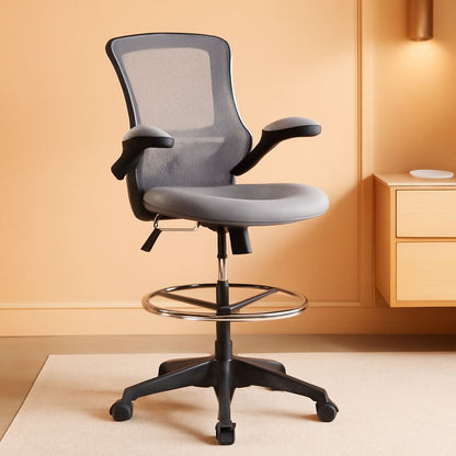 Kelista Mid Back Swivel Office Chair With Height Adjustable Dark Gray Mesh