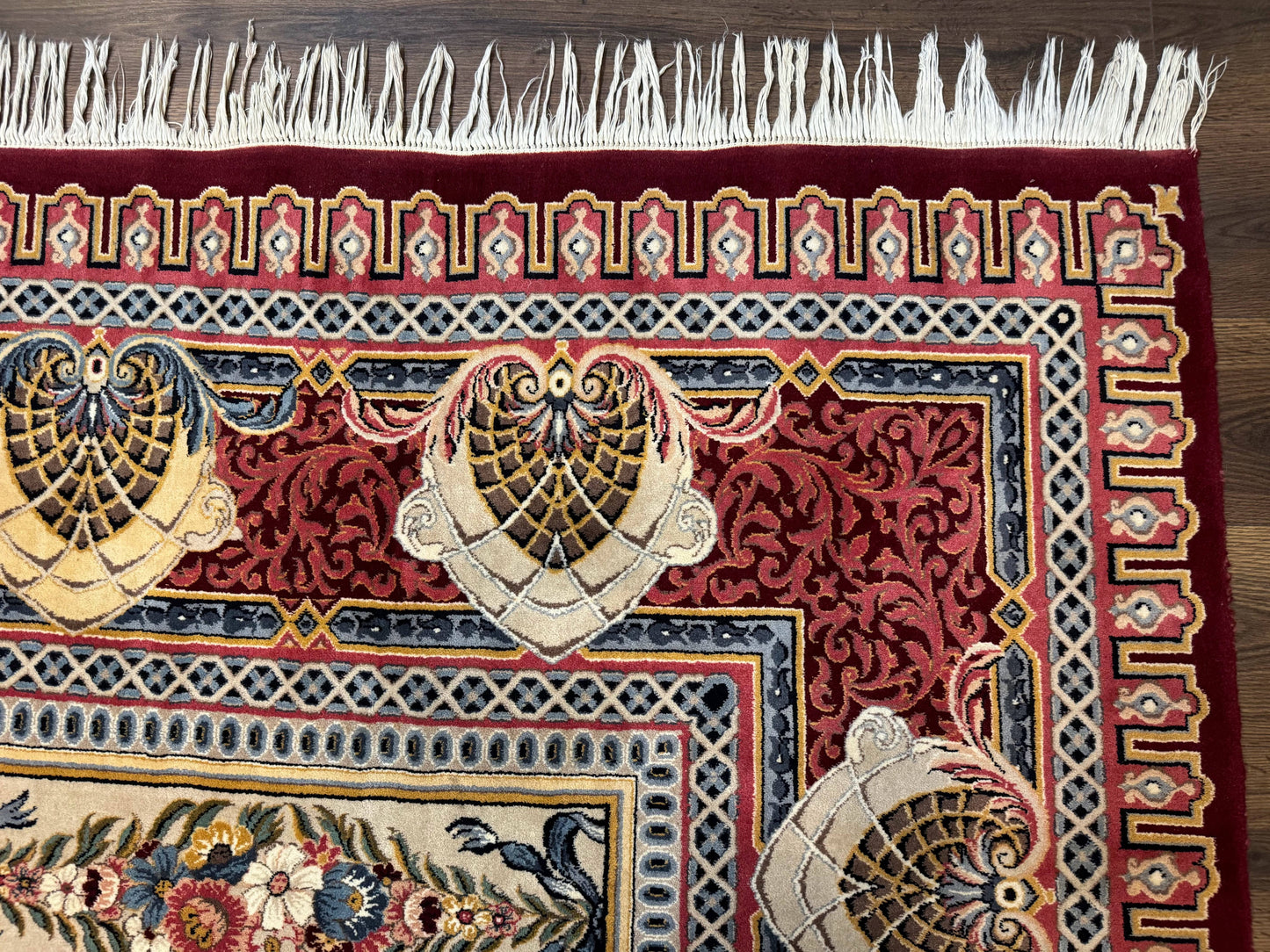 Wonderful Aubusson Rug 10x14, Red Maroon, Elegant, Fine 200 KPSI