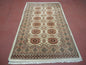 4' X 7' Vintage Handmade Pakistani Turkoman Bokhara Balouch Woven Wool Rug Ivory
