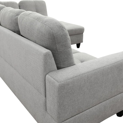 L Shaped 3 Piece Flannel Sofa With Storage Ottoman Grey