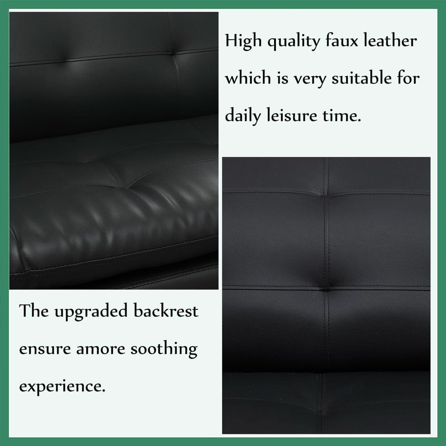 Leather Sofa Set 3 Piece With Loveseat And Armchair For Living Room Black