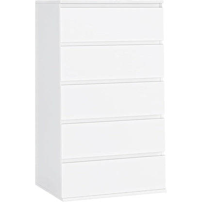 White 5 Drawer Dresser With Large Storage Space For Bedroom