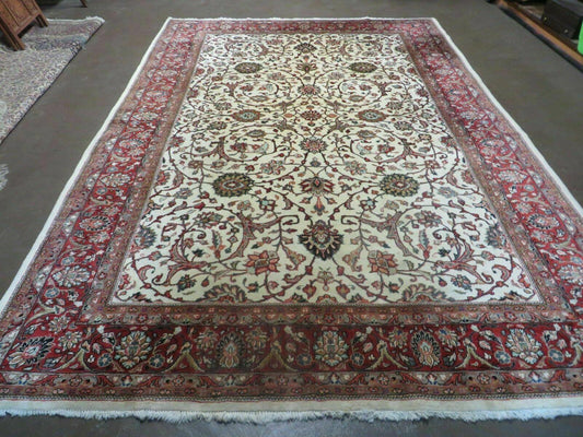 7' X 10' Vintage Handmade India Floral Oriental Wool Rug Hand knotted Carpet