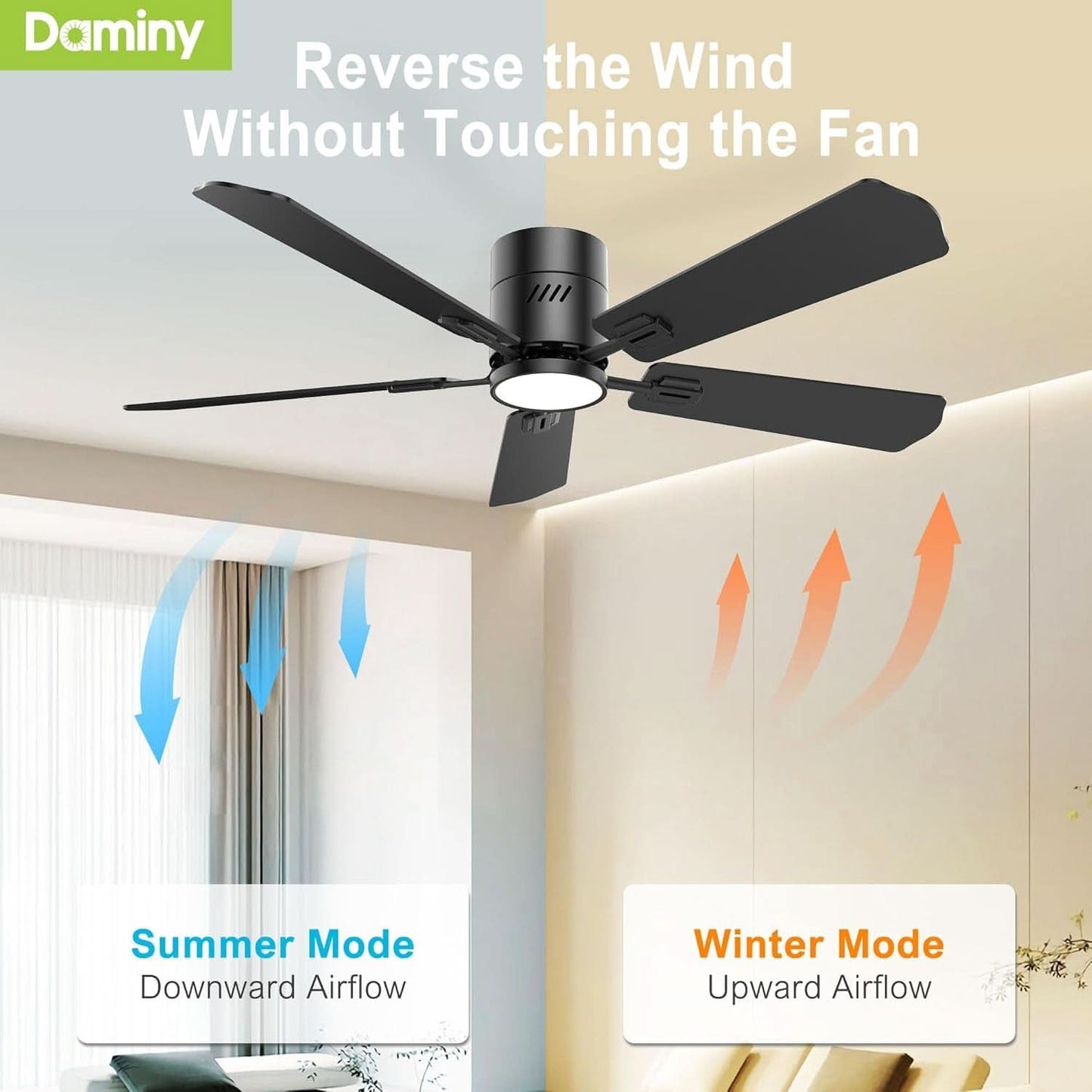 52 Inch Black Walnut DC Motor Ceiling Fan With Light Remote