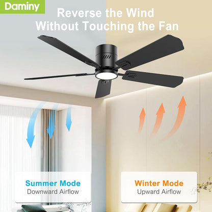 52 Inch Black Walnut DC Motor Ceiling Fan With Light Remote