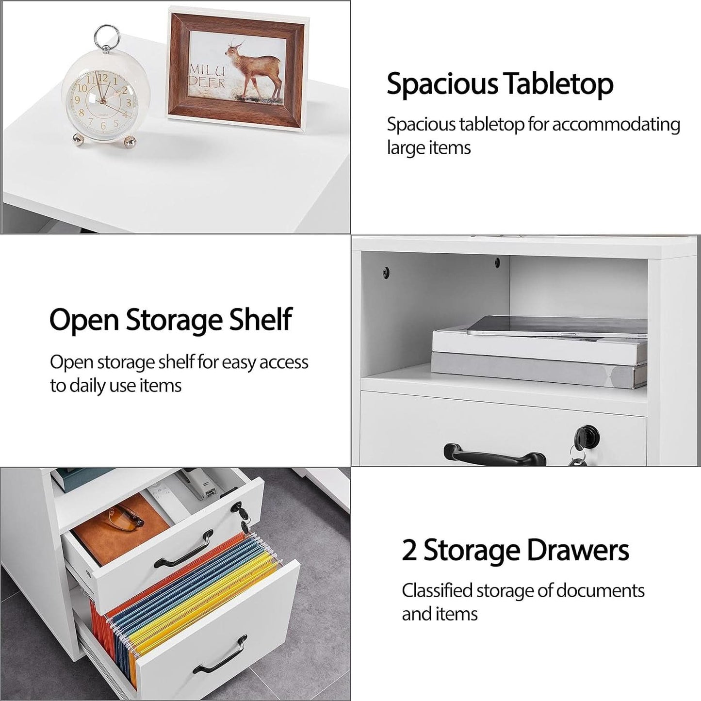 White Vertical File Cabinet With Locking Top Drawer