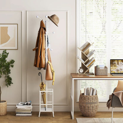 Greige 4 Tier Tree Bookshelf Modern Storage Bookcase