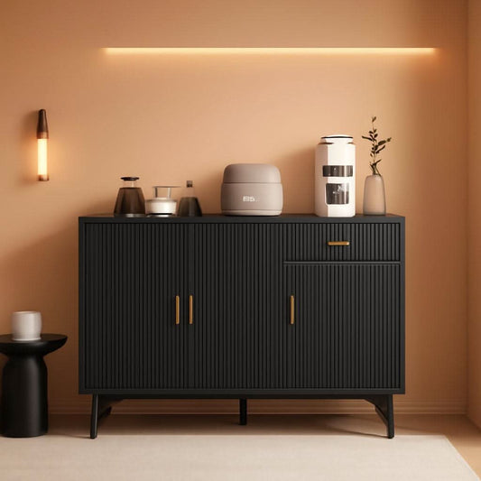 Black 47In Sideboard Cabinet For Dining Room Storage