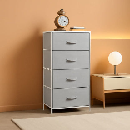 4 Drawer Fabric Dresser Storage Tower With Steel Frame