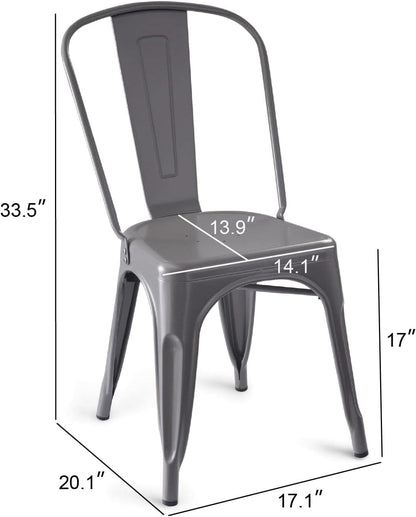 Dark Grey Metal Dining Chairs Set Of Four Durable X Bar Design
