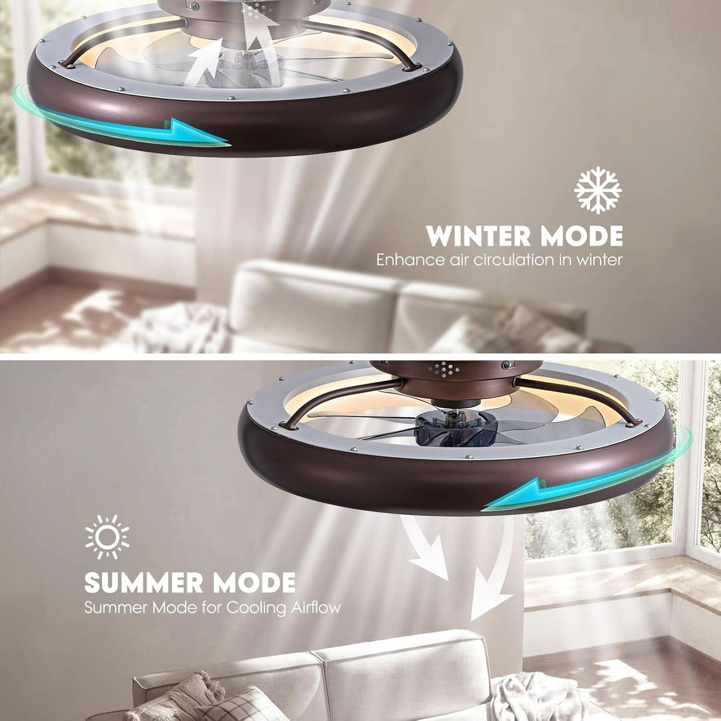 20 Inch Ceiling Fan With Dimmable Led Lights And Remote