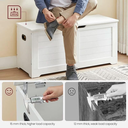 Cloud White LargeCapacity Storage Bench Hinges Chest