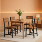 Dining Chair Set of 4 Rustic Brown Chairs With Metal Frame