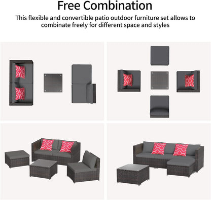 Outdoor Patio Conversation Set All Weather Gray Sectional