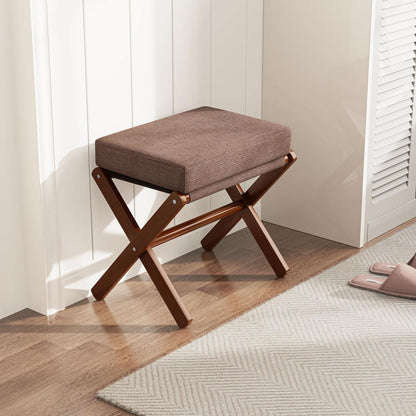 Espresso Brown Foldable Bamboo Footstool Dense Foam