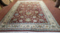8x12 Indo-Mahal Rug, Floral Allover, Red & Beige, Wool Vintage Handmade Traditional Carpet