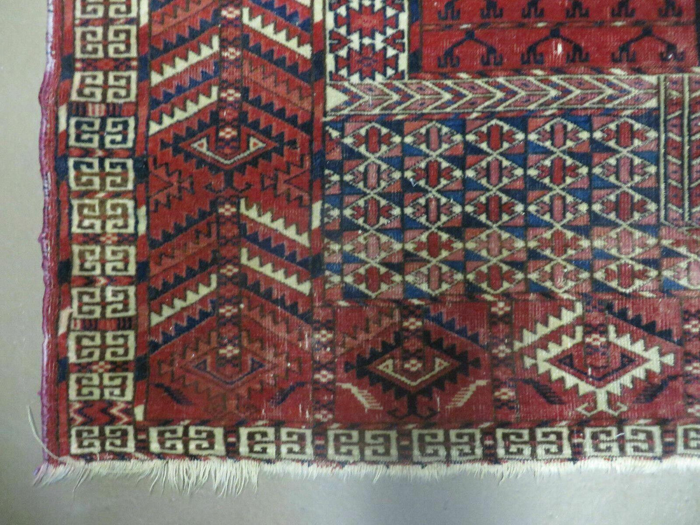 Antique Turkoman Rug 4x5, Ensi Hatchli Tekke Wool Rug