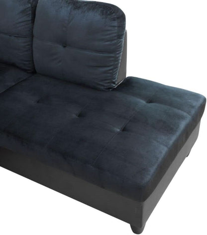 L Shaped 3 Piece Sofa Set With Storage Ottoman Dark Blue