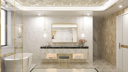 40 By 30 Inch Brushed Brass Bathroom Mirror Wall Mounted