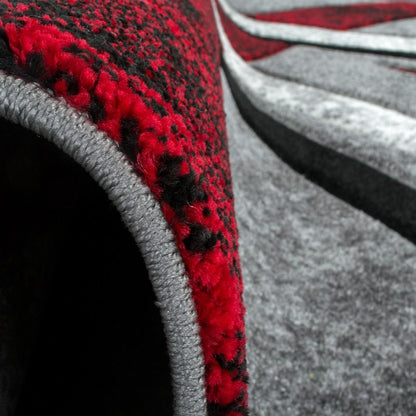 Designer Rug Brilliance Grey Red Geometric Pattern