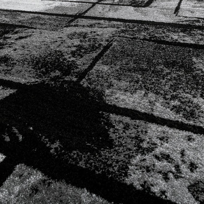 Black White Area Rug Montreal Abstract Paint Effect