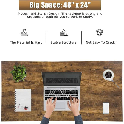 48 Inch Modern Black Computer Desk For Small Spaces