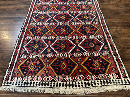 Caucasian Kilim Rug 5x7, Vintage Russian Flatweave Kilim Carpet, Tribal Bohemian Kilim Rug