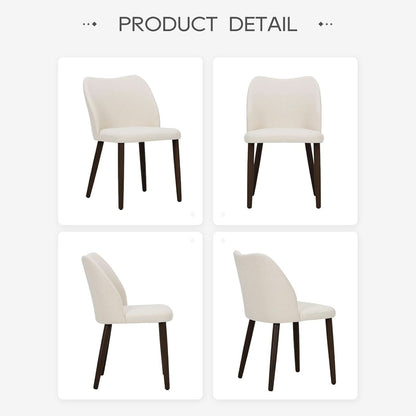 Beige Upholstered Dining Chairs With Wood Legs Set Of 6