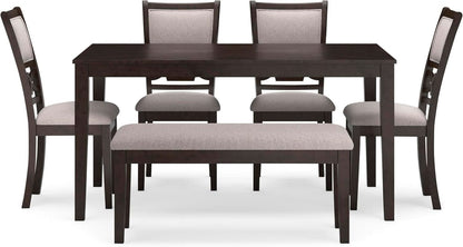 Cherry Brown Transitional Table Set Cushioned Chairs