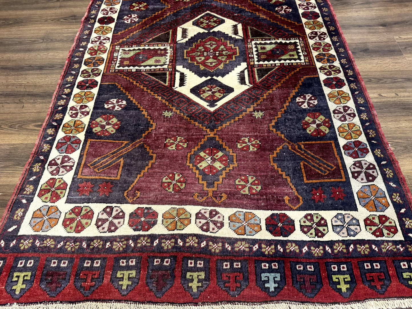 Turkish Kazak Rug 5x7, Geometric