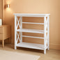 Montego 3 Shelf Bookcase White Modern X Design Storage