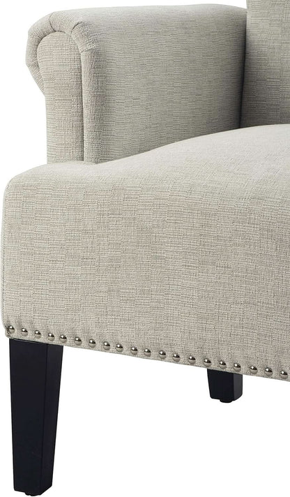 Cream Polyester Tufted Mid Century Upholstered Chair