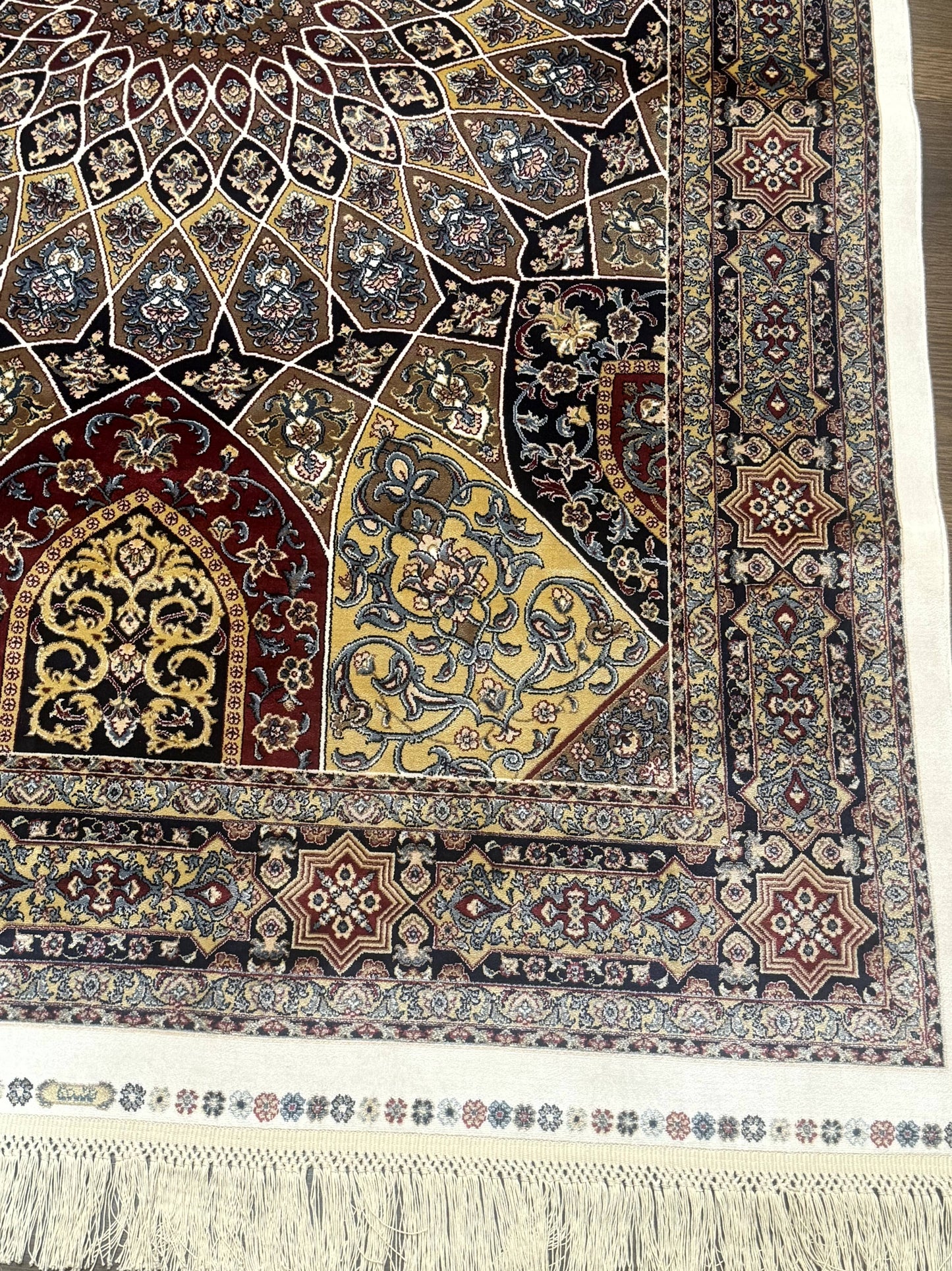 Turkish Silk Rug 4x6, Dome Design, Memluk Carpet, Bamboo Silk, New