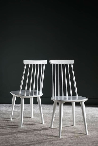 White Farmhouse Spindle Dining Chair Set Of 2 For Kitchen