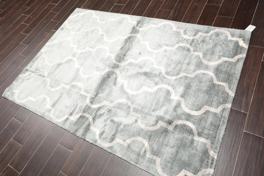 4' 6''x6' 6'' Oriental Area Rug Hand Tufted Viscose 100% Contemporary