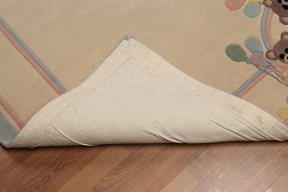 4' x 6' Handmade 100% Wool Plus pile Area rug Beige 4' x 6'