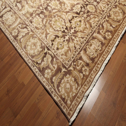Hand Knotted Wool Traditional Oriental Area Rug Full Pile Beige 9' x 12'