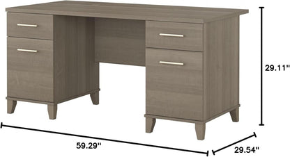 Durable 60W Office Desk with Drawers in Gray