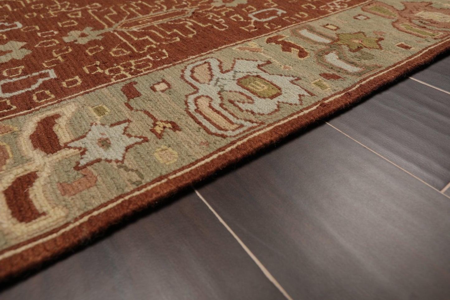 3'10" x 5'10" Hand Knotted Wool Reversible Panel Area Rug Brown